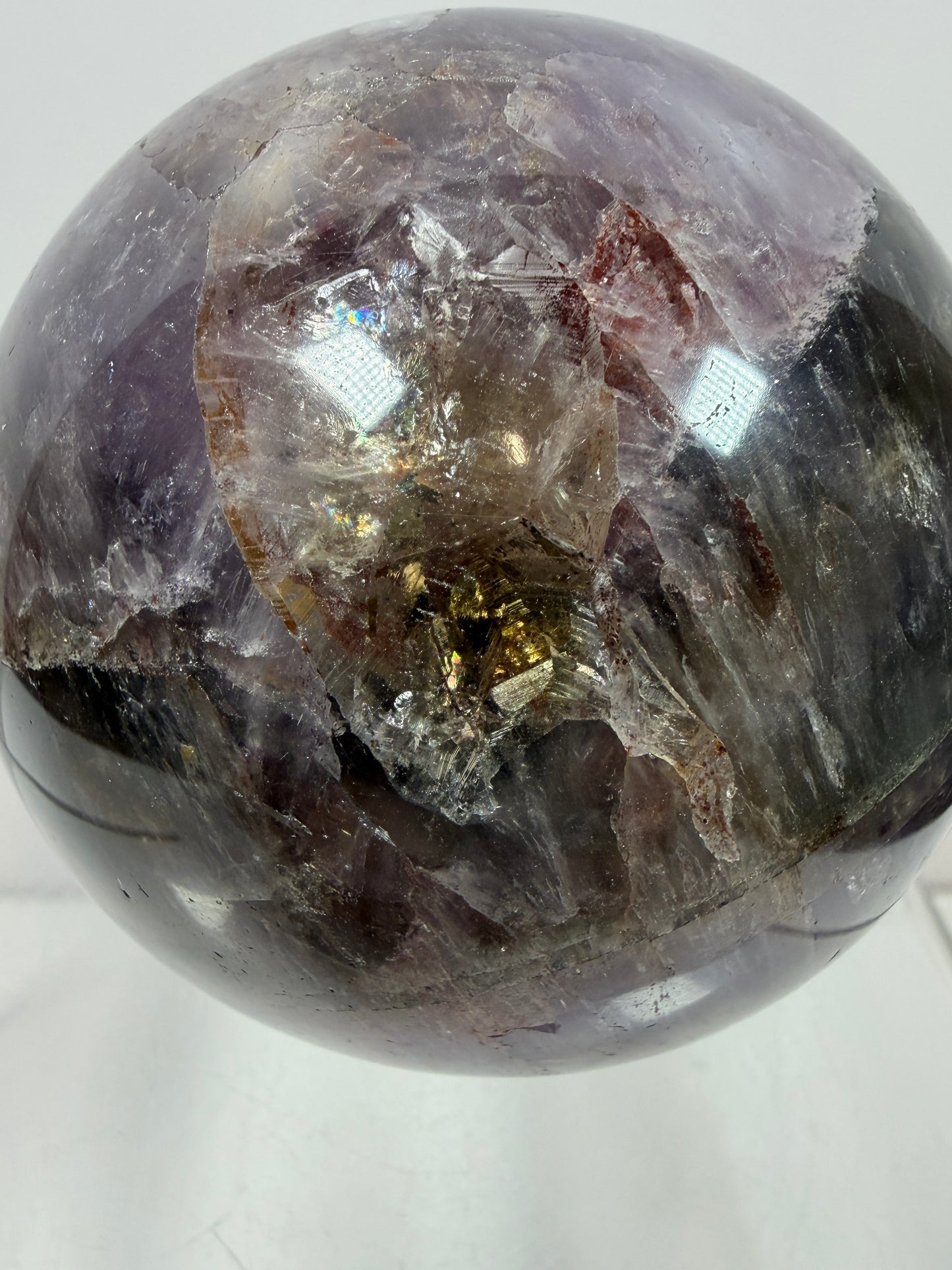 Super Seven Crystal Sphere: 72mm. Rare Melody Stone From Brazil. High Quality Crystal Display Sphere