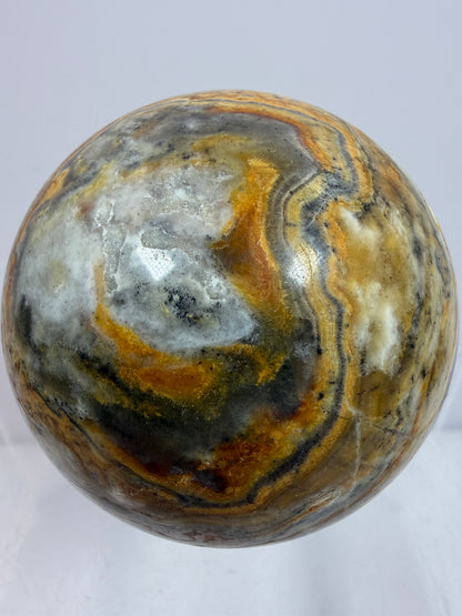 Banded Agate Sphere From Brazil. 57mm. Rare Colors And Patterns On This High Quality Display Sphere
