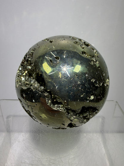 Pyrite Crystal Sphere. 60mm. Druzy World Class Display Sphere From Peru. Gorgeous Top Quality Cubic Druzy