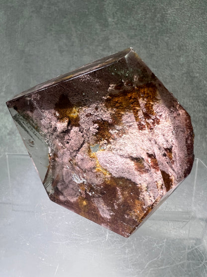 Garden Quartz Polished Freeform. Rare Purple Scenic Quartz. Gorgeous Lodolite With A Beautiful Landscape.