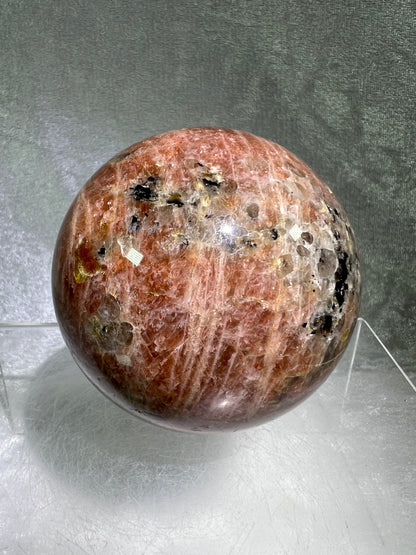 Sunstone Crystal Sphere. 76mm. Gorgeous Confetti Sunstone Sphere. High Quality Display Crystal