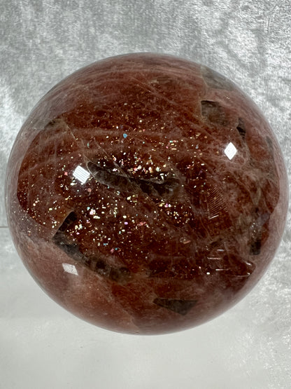 Sunstone Crystal Sphere. 76mm. Gorgeous Confetti Sunstone Sphere. High Quality Display Crystal