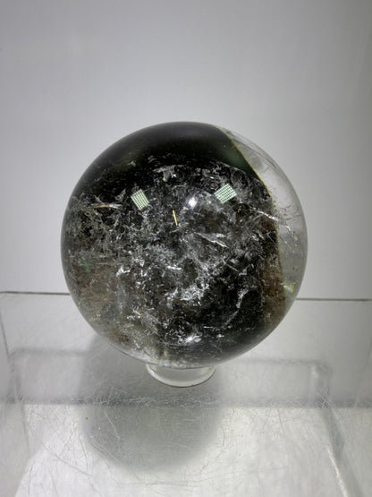 Garden Quartz Lodolite Sphere. 48mm. High Quality Landscape Quartz With Rainbows. Scenic Quartz With Excellent Clarity
