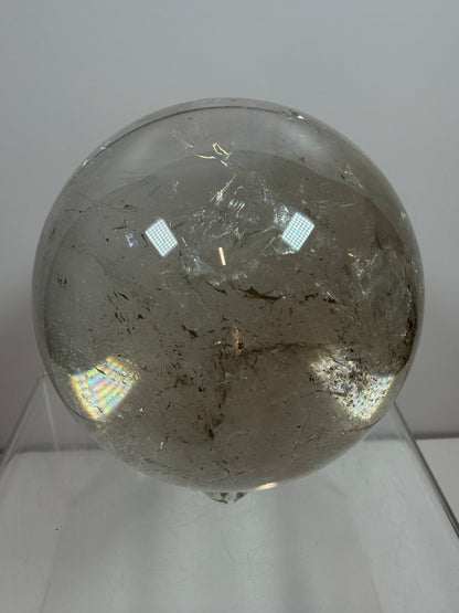Rutile Quartz Sphere. 82mm. Stunning Large Display Sphere. Gorgeous Light Smoky Rutile Quartz