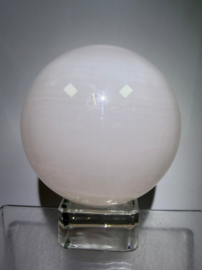 Mangano Calcite Sphere. 70mm. Very Intense Orange UV Reaction. Large High Quality Display Crystal.