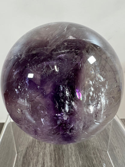 Phantom Amethyst Sphere. 74mm. Rare Amethyst With Amazing Rainbows. High Quality Beautiful Crystal.