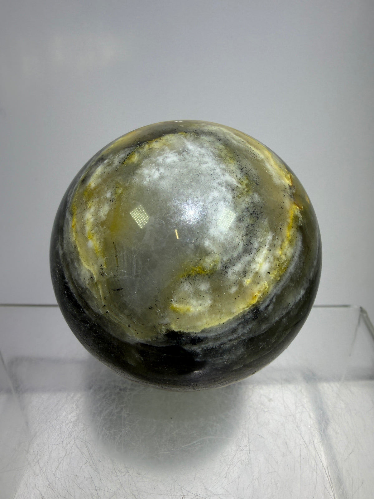 Banded Agate Sphere From Brazil. 57mm. Rare Colors And Patterns On This High Quality Display Sphere