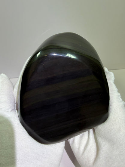 Rainbow Obsidian Freeform. High Quality Carved Flower. Gorgeous One Of A Kind Display Crystal