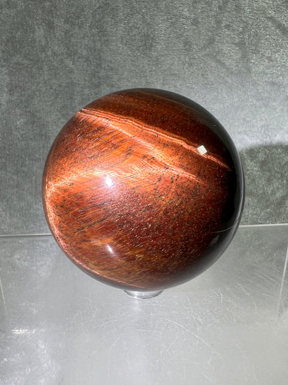Red Tigers Eye Sphere. 65mm. Amazing Red And Gold Flash! Gorgeous Display Sphere!