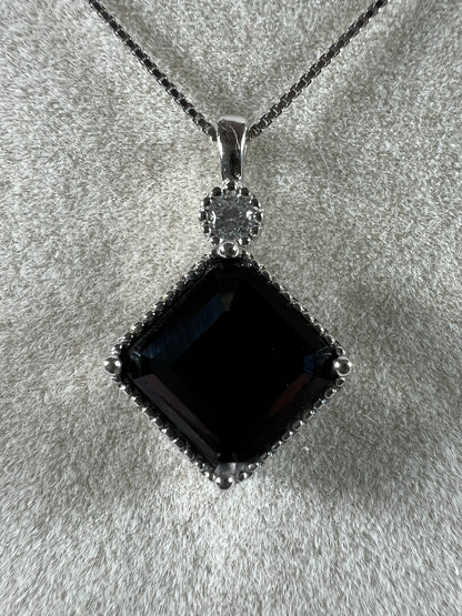Black Spinel Crystal Pendant. S925 Silver Setting And Necklace. High Quality Gorgeous Necklace.