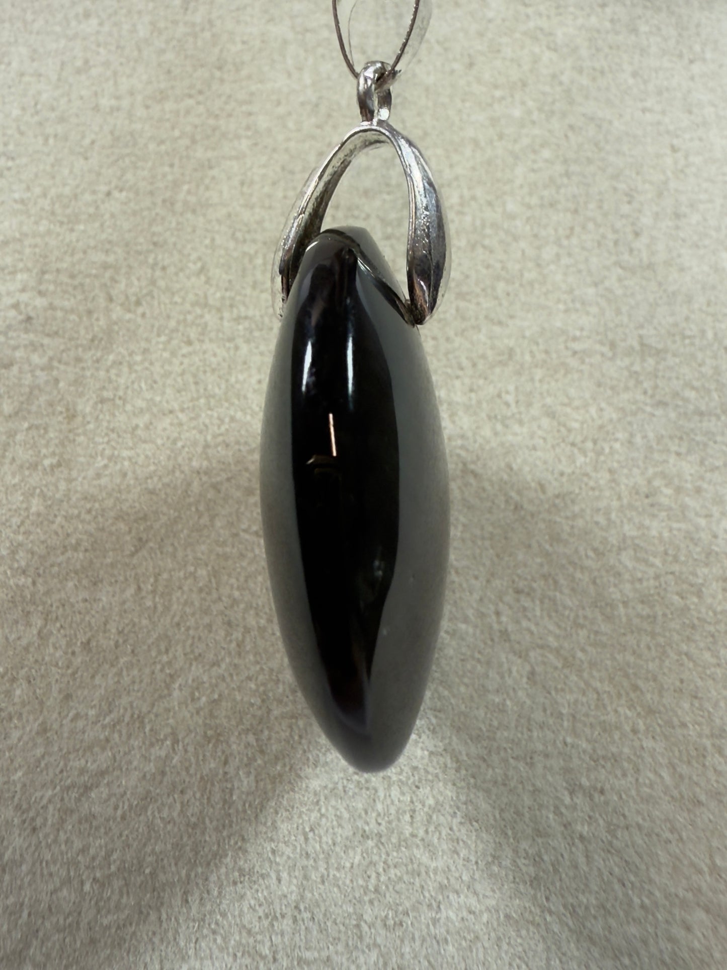 Velvet Obsidian Crystal Pendant. Rare Obsidian Cabochon. High Quality Jewelry