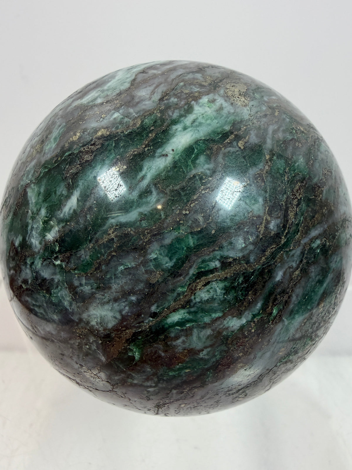 Atacamite And Pyrite Sphere. 60mm. High Quality Rare Sphere. Gorgeous Color Combination.