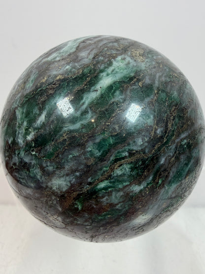 Atacamite And Pyrite Sphere. 60mm. High Quality Rare Sphere. Gorgeous Color Combination.