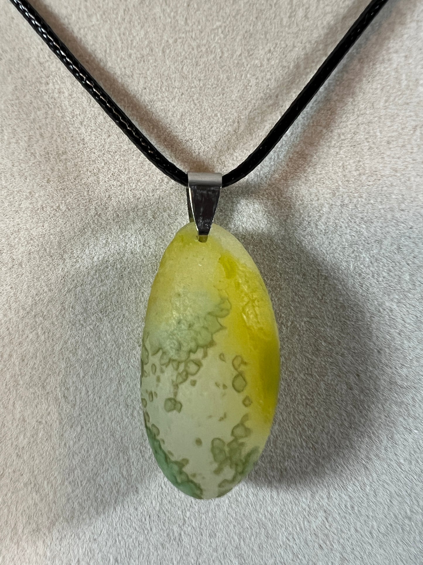 Gobi Agate Pendant. Colorful Green And Yellow Gobi Desert Agate. World Famous Rare Botryoidal Chalcedony. Very Unique Crystal Necklace!