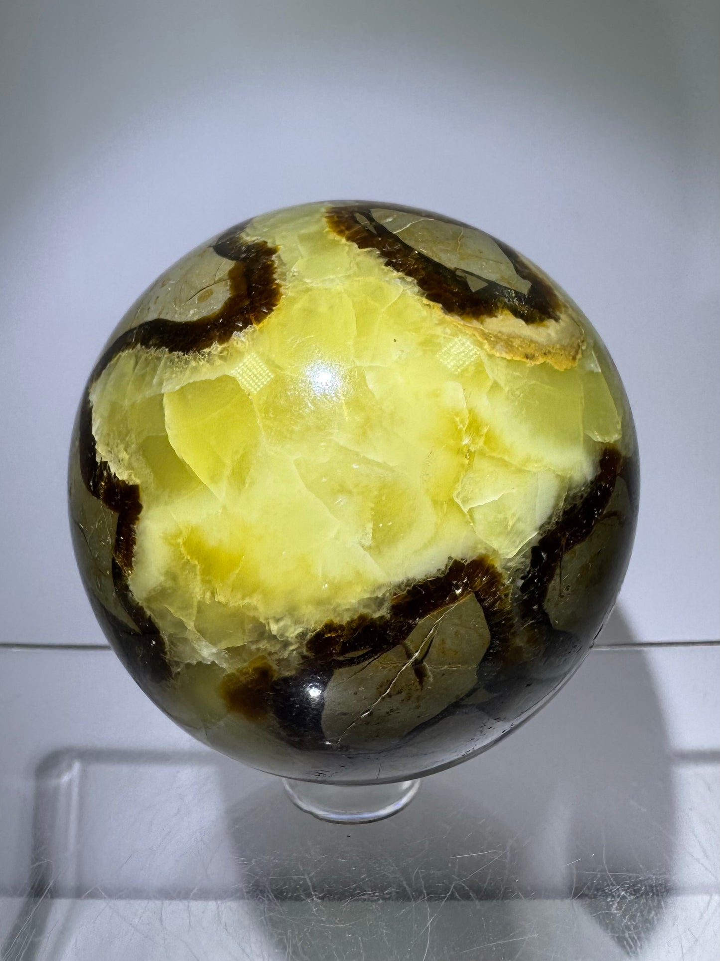 Septarian Crystal Sphere. 63mm. Amazing Dragons Egg Display Crystal. Incredible Mineral From Madagascar.