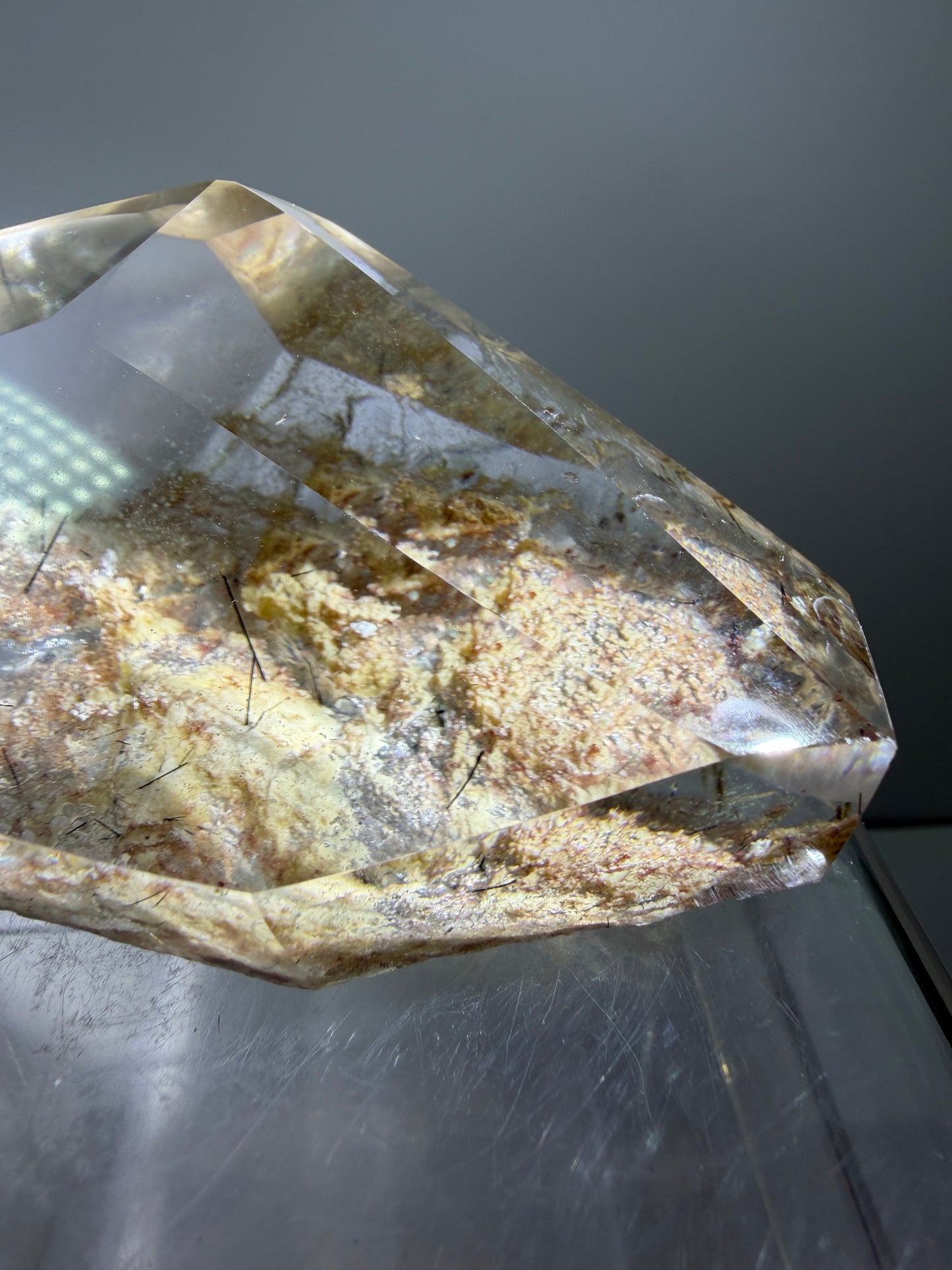 Garden Quartz Polished Freeform. Gorgeous Tourmaline And Scenic Quartz From Brazil. Very High Quality Lodolite Freeform.