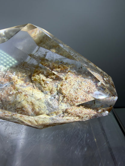 Garden Quartz Polished Freeform. Gorgeous Tourmaline And Scenic Quartz From Brazil. Very High Quality Lodolite Freeform.