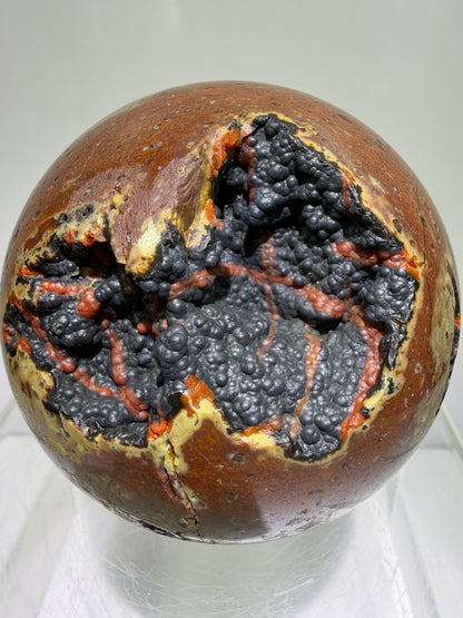 Red Fox Agate Sphere. 77mm. High Quality Druzy Crater Agate From Turkey. Stunning Rare Botryoidal Nodules