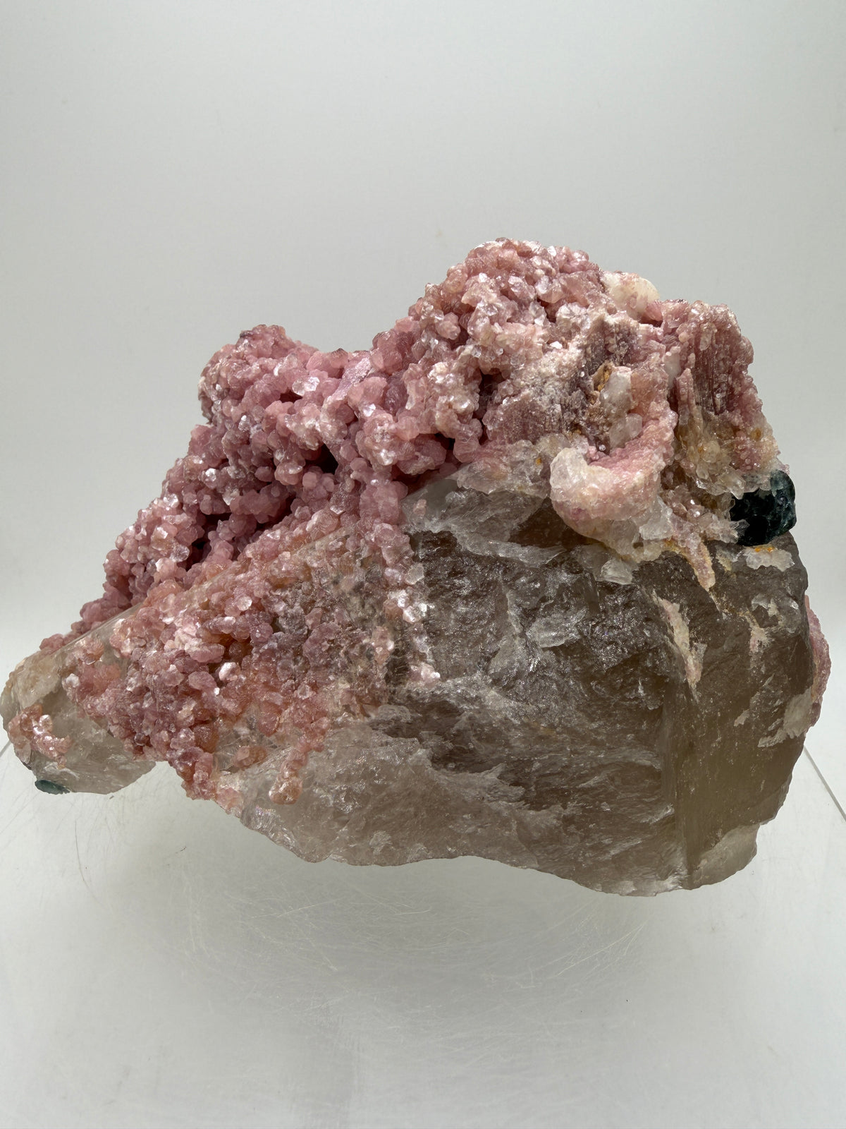Pink Botryoidal Lepidolite And Tourmaline On A Citrine Matrix. Very Rare High Quality Specimen From Brazil. Gorgeous Large Pink Grape Agate