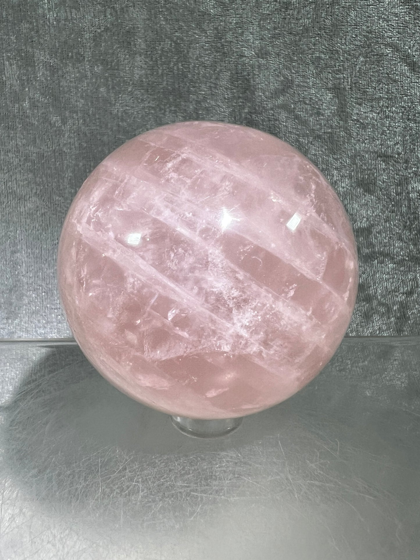 Rose Quartz Sphere. Rare Star Rose Quartz With Rainbows And Asterisms. High Quality Display Sphere.