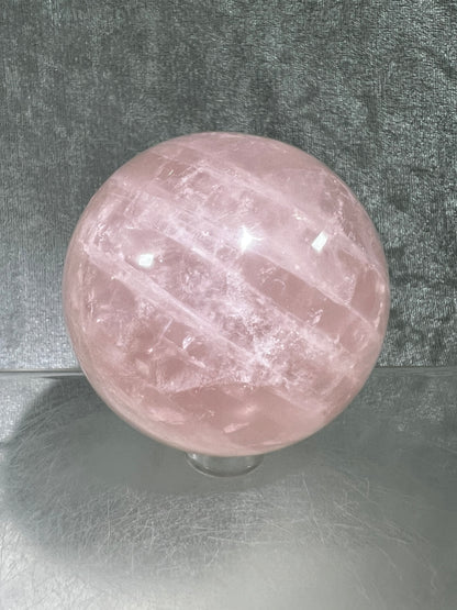 Rose Quartz Sphere. Rare Star Rose Quartz With Rainbows And Asterisms. High Quality Display Sphere.