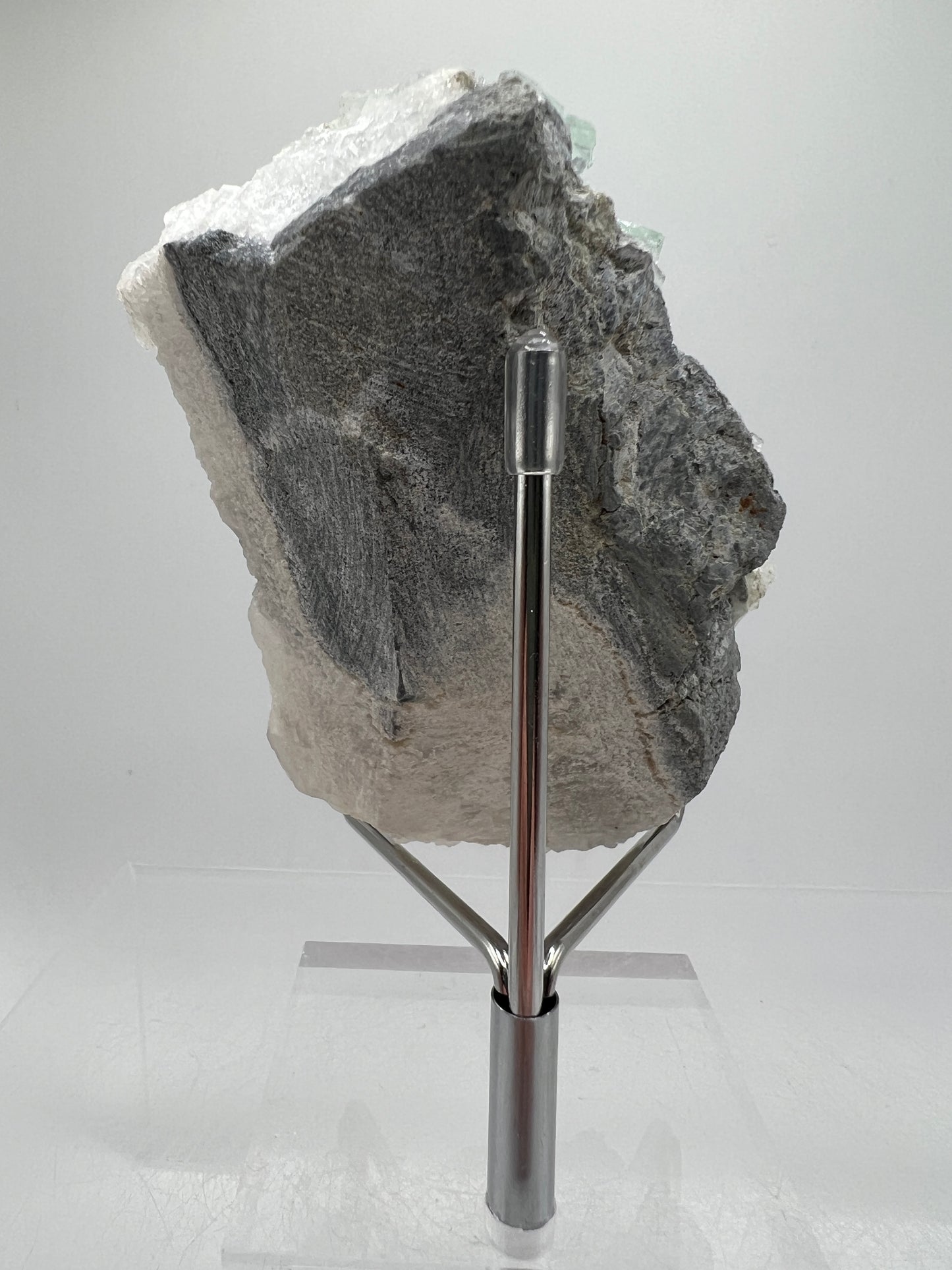 Fluorite And Quartz Mineral Specimen. Stunning Light Green Fluorite Cubes On A Quartz Matrix.