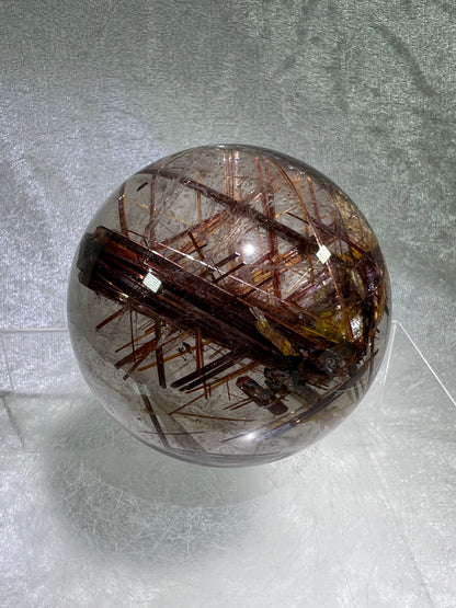 Copper Rutile Quartz Sphere. 72mm. Gorgeous Rare Copper Rutilated Quartz. Stunning Display Sphere