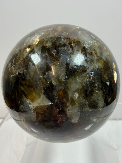 Golden Mica Sphere. 74mm. Rare Mica Display Sphere. High Quality With Lots Of Flash