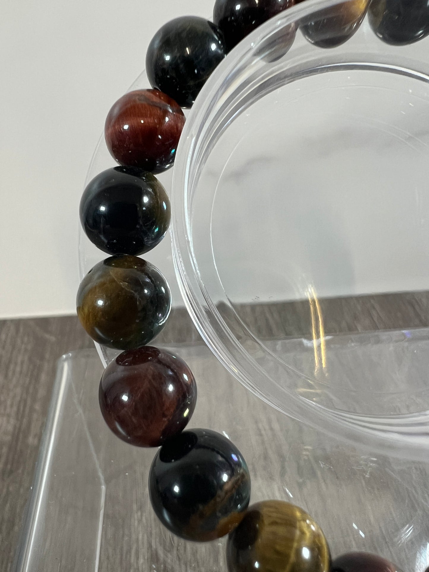 Tigers Eye Crystal Bead Bracelet. Beautiful Red, Blue, And Gold Tigers Eye Bracelet. 10mm