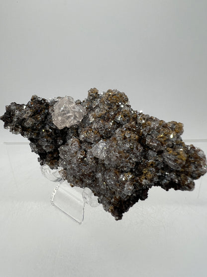 Black Diamond Calcite Specimen. Stunning Flash! Amazing Calcite Cluster On Matrix. Very Cool Crystal Display Piece.