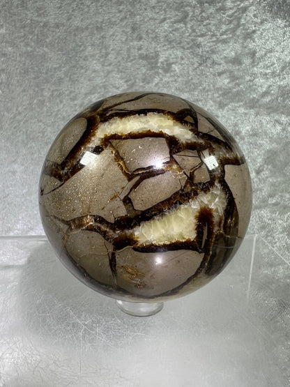 Septarian Crystal Sphere. 65mm. Amazing Dragons Egg Display Crystal. Extraordinary Mineral From Madagascar.