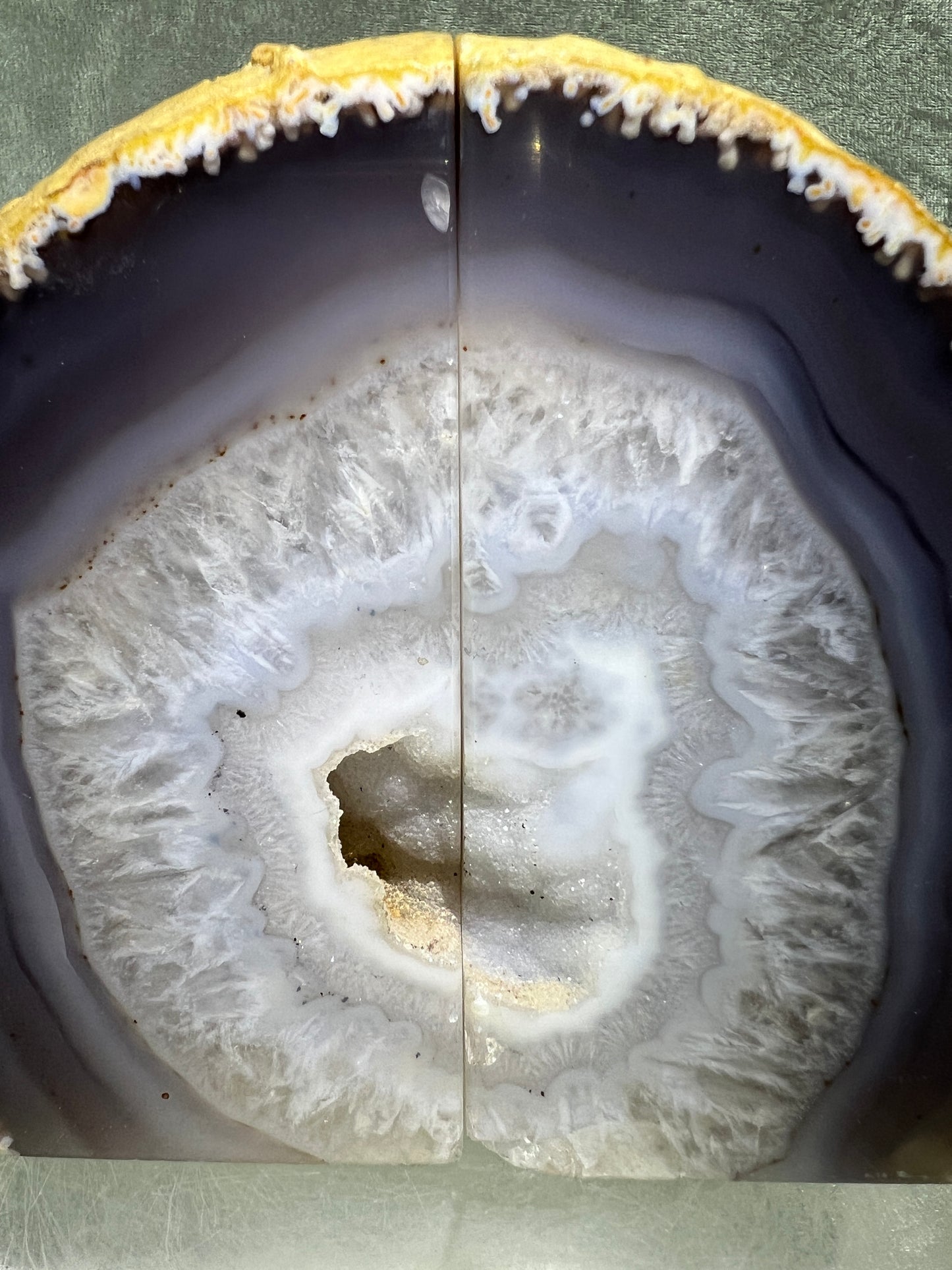 Druzy Agate Book Ends. Stunning Agate From Brazil. Large Cut And Polished Crystal Book Ends.