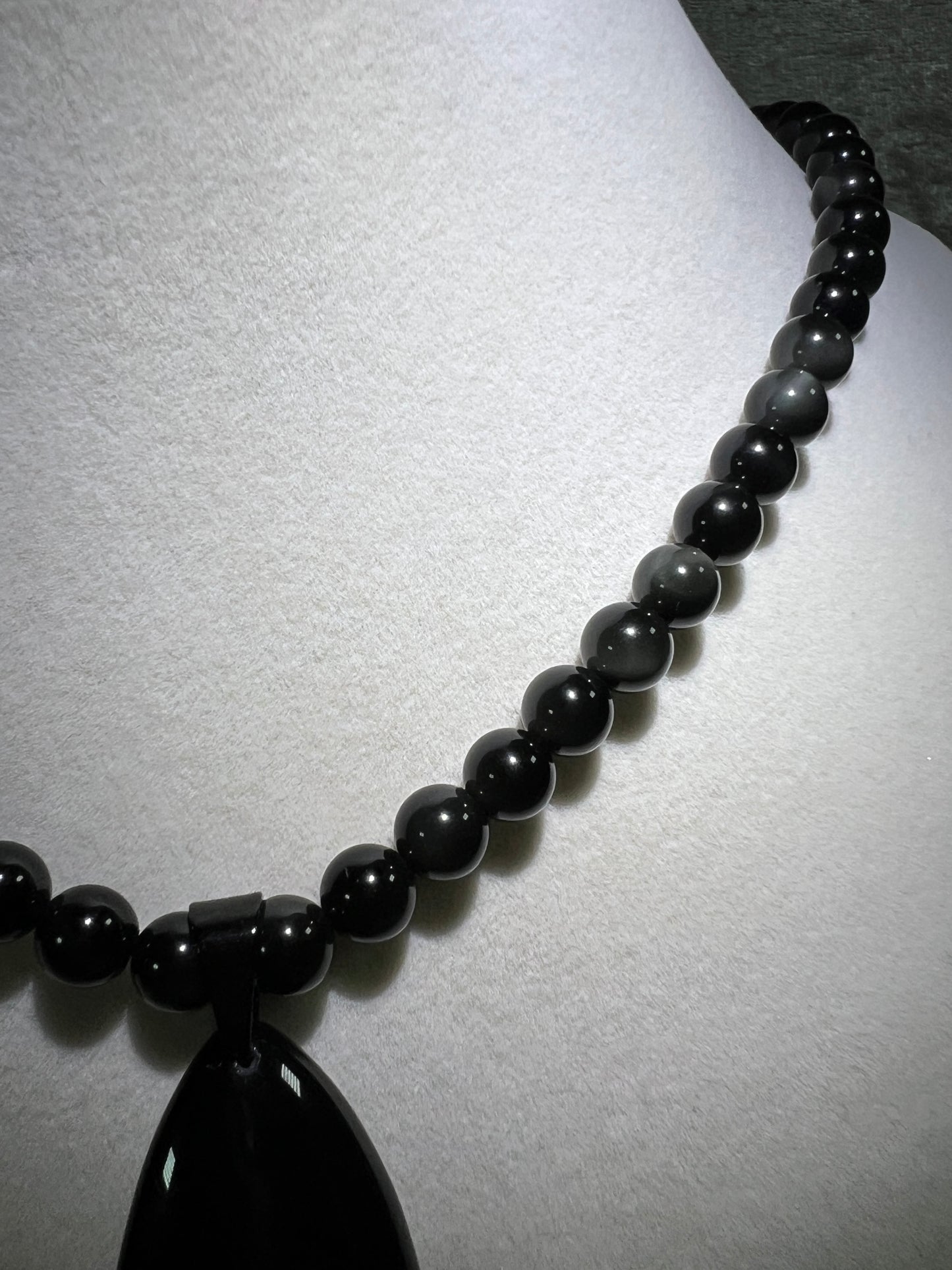 Rainbow Obsidian Pendant. Gorgeous Teardrop Cabochon. Custom Made Beaded Necklace. High Quality Jewelry