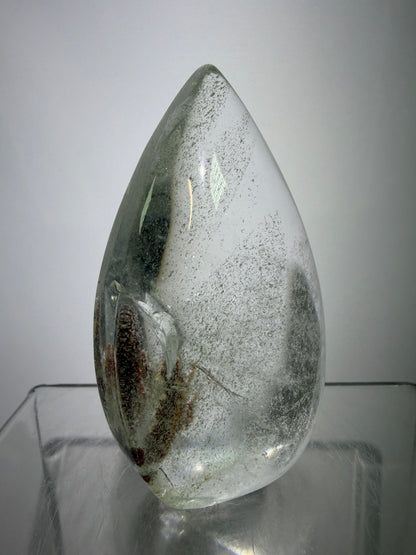 Garden Quartz Crystal Flame. Amazing Landscape And Green Phantoms. Rare Lodolite Quartz Flame