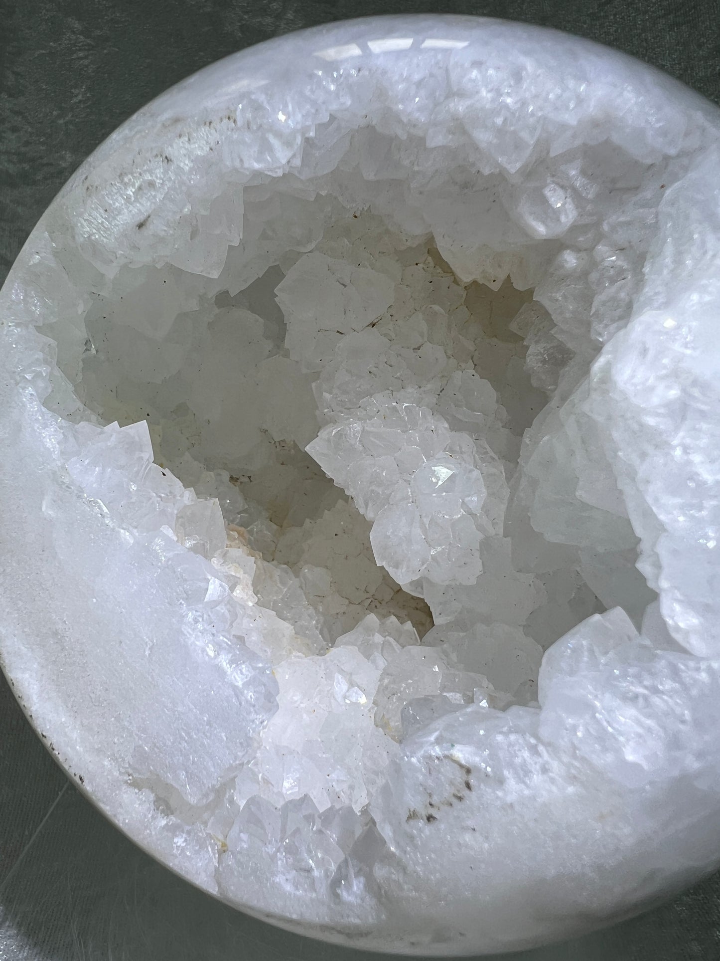 Aragonite And Quartz Druzy Sphere. 142mm, 6.2 lbs. Massive Rare Display Sphere.