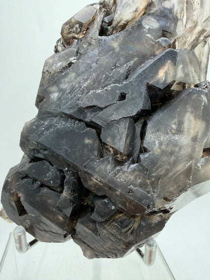 Elestial Quartz Specimen. High Quality Smoky Quartz Cluster. Amazing Colors, Excellent Windows, And Gorgeous Rainbows!