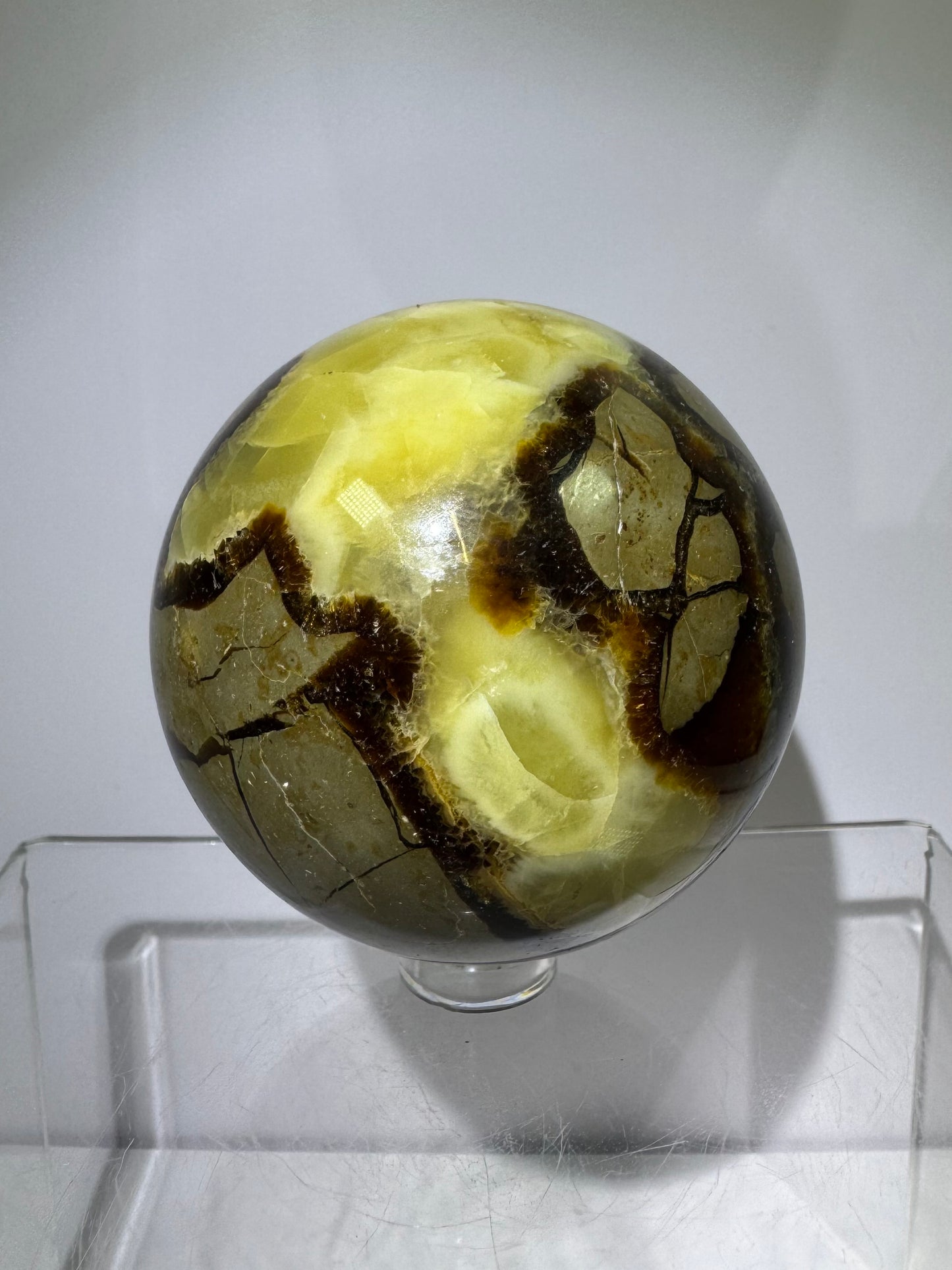 Septarian Crystal Sphere. 63mm. Amazing Dragons Egg Display Crystal. Incredible Mineral From Madagascar.