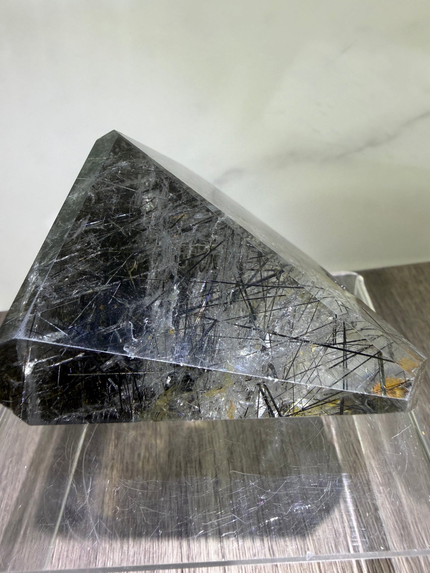 Tourmalinated Quartz Polished Freeform. Rare Large Black Tourmaline And Golden Healer.