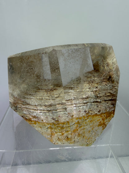 Garden Quartz Polished Freeform. Colorful Scenic Quartz With Tourmaline And Rutile From Brazil.