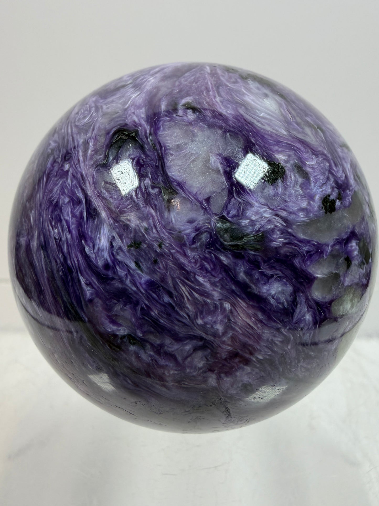 Charoite Crystal Sphere. 50mm. High Quality Beautiful Crystal. Amazing Patterns And Flash. Stunning Rare Crystal