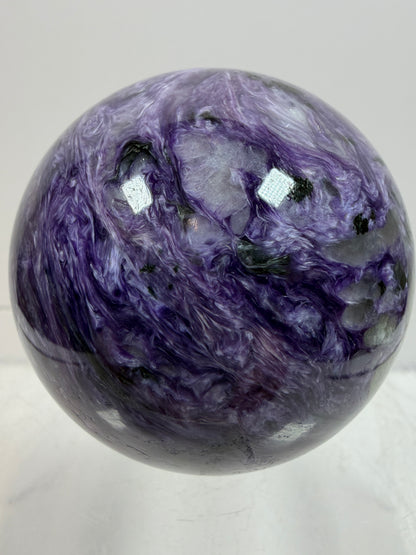 Charoite Crystal Sphere. 50mm. High Quality Beautiful Crystal. Amazing Patterns And Flash. Stunning Rare Crystal