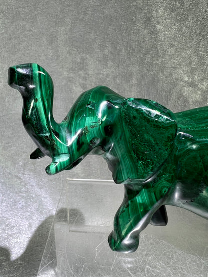 Malachite Elephant Carving From Africa. Amazing Piece Of Art For Your Collection