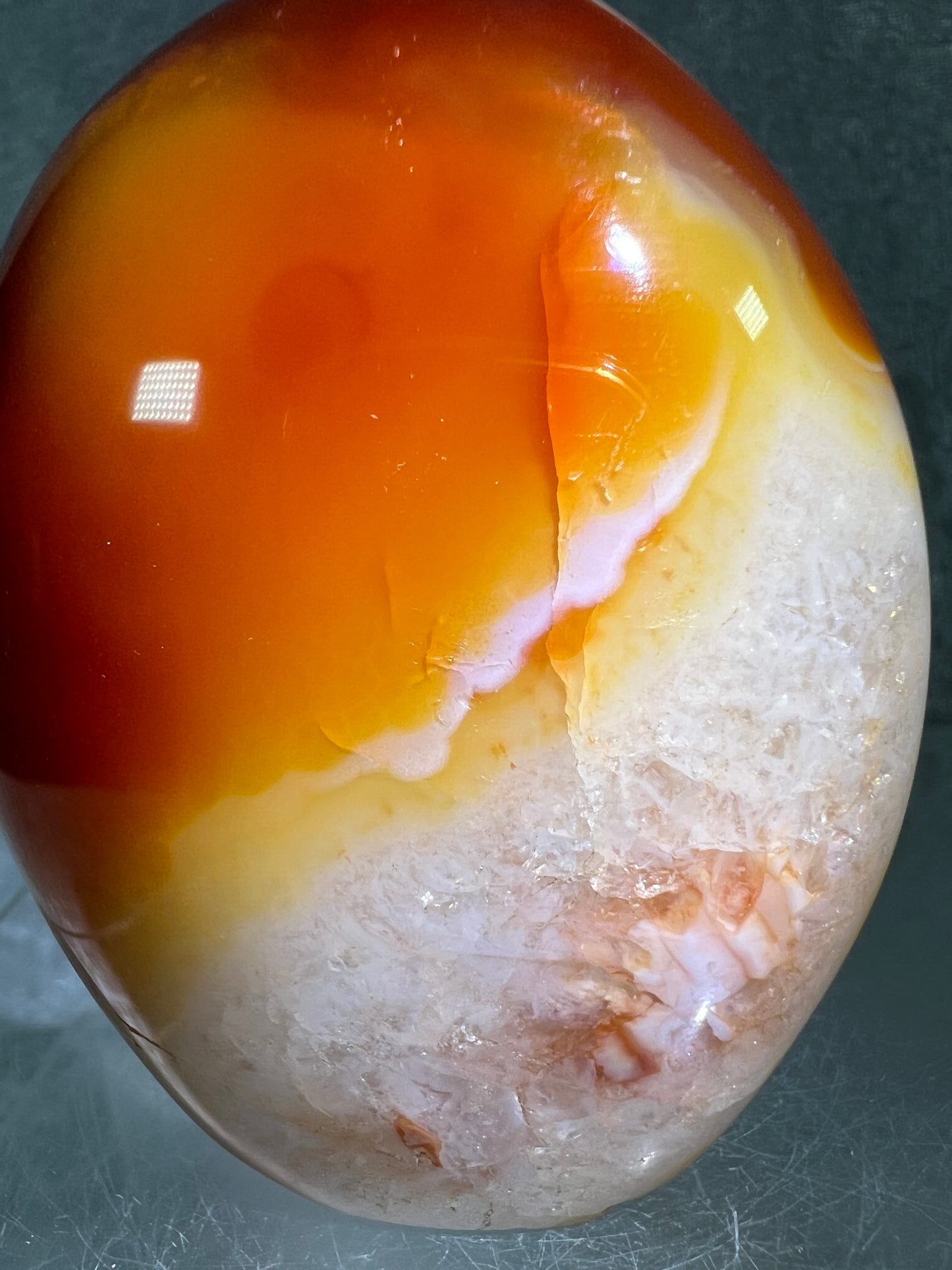 Carnelian Polished Freeform. Stunning Carnelian With Spots Of Orca From Madagascar. Amazing Colors On This High Quality Crystal