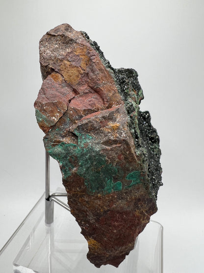 Libethenite Crystal Specimen. Rare Mineral Specimen With Malachite. Flashy Display Crystal