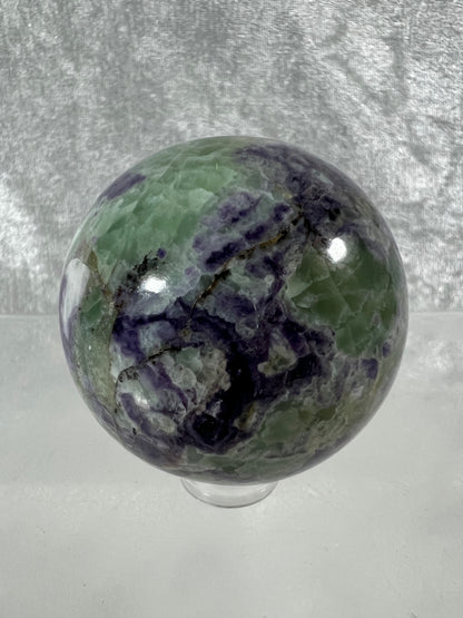 Bolivianite Crystal Sphere. 48mm. Beautiful Combination Of Fluorite And Serpentine. Amazing Rare New Material.