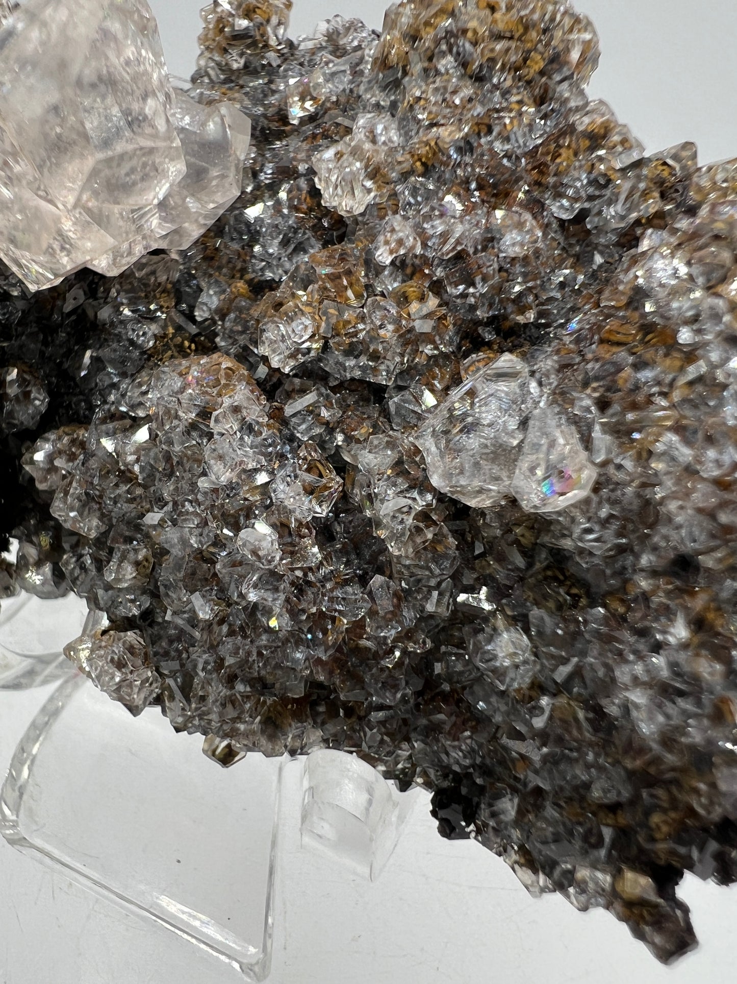 Black Diamond Calcite Specimen. Stunning Flash! Amazing Calcite Cluster On Matrix. Very Cool Crystal Display Piece.