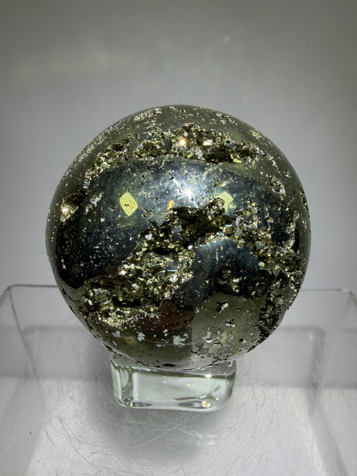 Pyrite Crystal Sphere. 52mm World Class Display Sphere From Peru. Gorgeous Top Quality Cubic Druzy