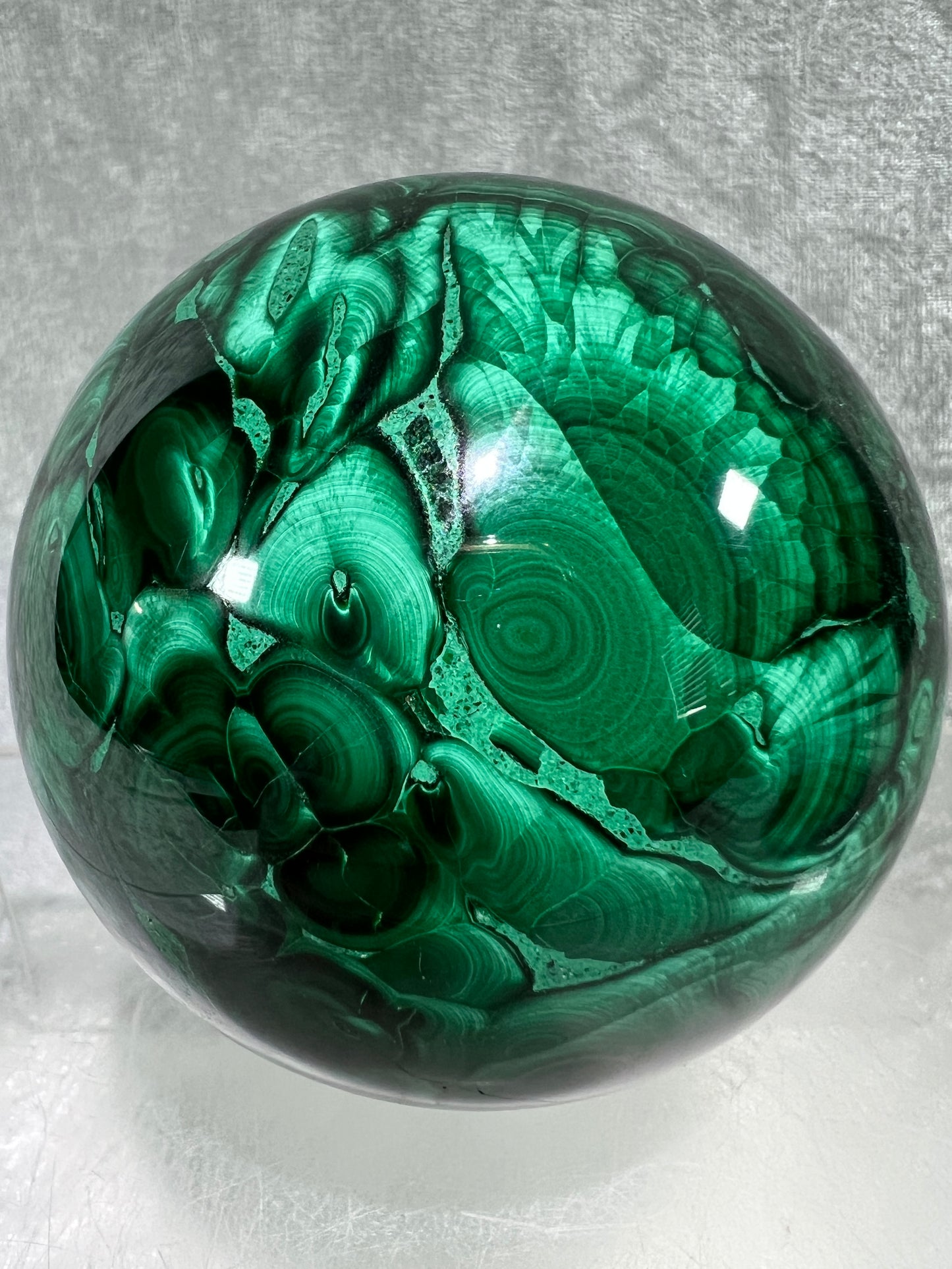 Malachite Crystal Sphere. 73mm. Incredible Large Druzy Malachite. Very High Quality Rare Display Sphere.