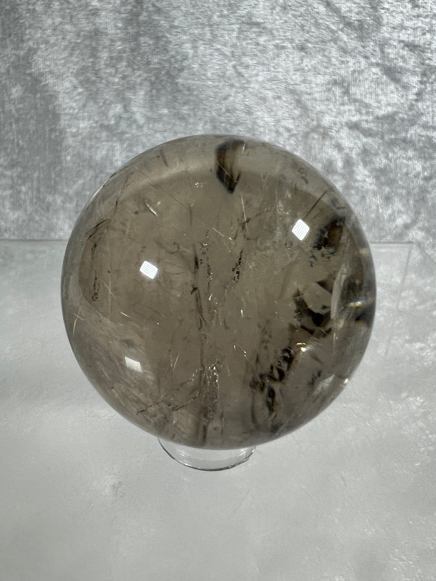 Rutile Quartz Sphere. Amazing Rainbows! Light Smoky Quartz With Stunning Golden Rutile Inclusions.