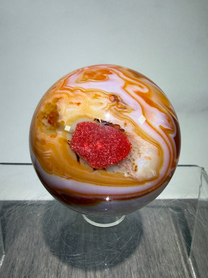 Carnelian Agate Sphere. Beautiful Colors And Patterns